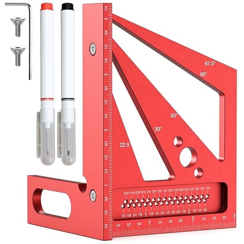 3D Multi Angle Measuring Ruler with Two Pens, Drawing Line Ruler, Versatile Square Tool 3D Multi Angle Measuring Ruler with Two Pens, Drawing Line Ruler, Versatile Square Tool